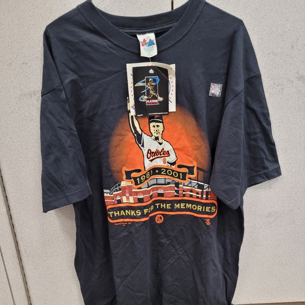 Vintage NWT 2001 Cal Ripken Jr Orioles Graphic Design T Shirt Size XL